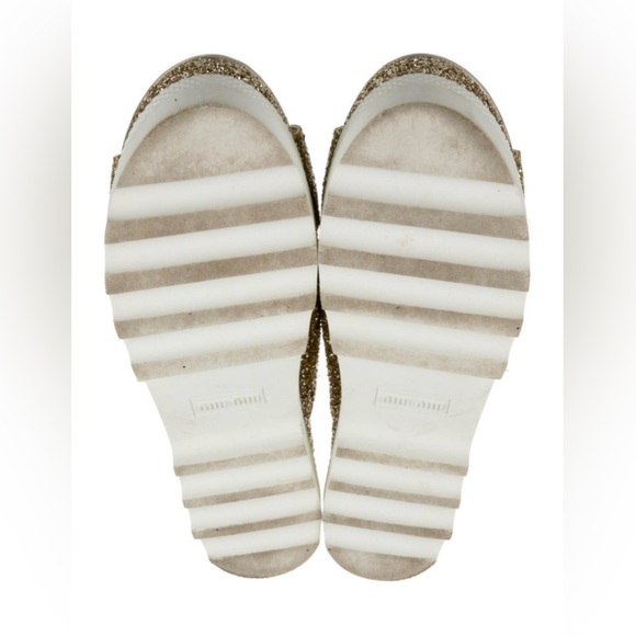 Miu Miu Sparkle Glitter Platforms in Gold Espadrilles - Picture 4 of 4